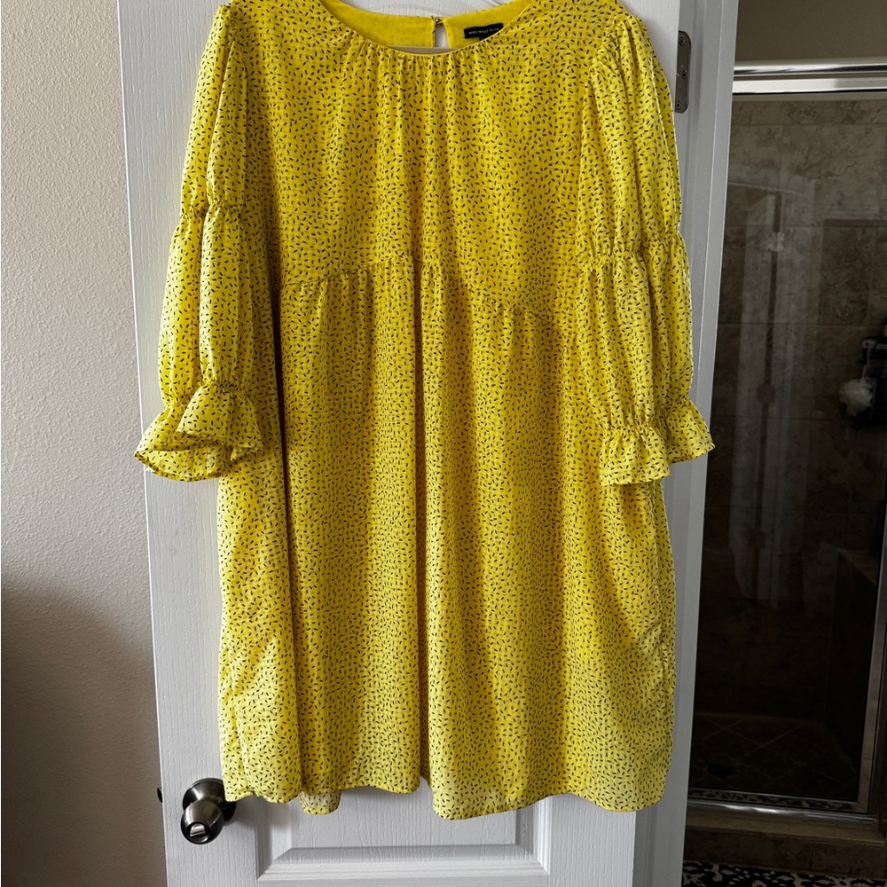 Sunny Yellow Midi Dress with Ruffle Sleeves